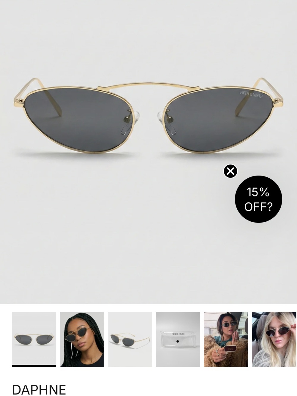 Gold Frame Black Lens Cat-Eye Sunglasses